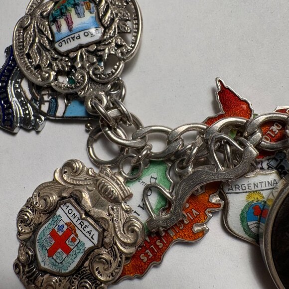 🌍 Sterling Silver World Traveler Charm Bracelet — 34 Charms of Global Adventure - Picture 8 of 8